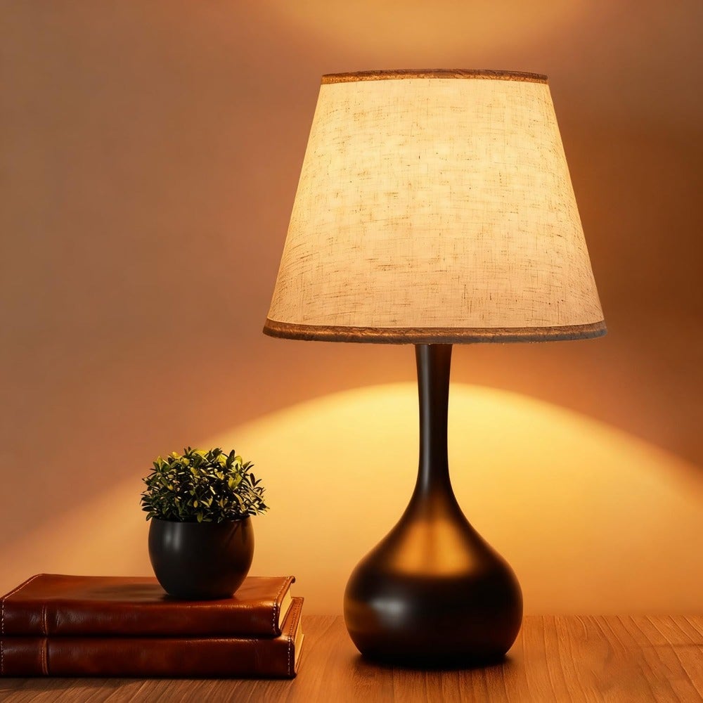 Touch Bedside Lamp for Bedroom, 3-Way Dimmable Farmhouse Table Lamps for Nightstand with Fabric Shade, Desk Lamp for Reading, Home Office