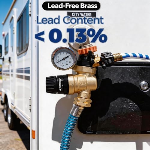 VANCOCO RV Water Pressure Regulator Valve with Gauge 34 NH Thread 45160 PSI Adjustable Pressure Water Regulator with ToolFree Handle for RV Camper Travel Trailer - Image 5