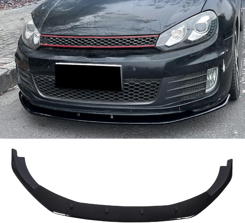 Front Bumper Lip Spoiler, 3pcs Aerodynamic Front Lip Splitter Body Kit with Premium ABS Construction, Glossy Black Finish, Complete Installation Kit for MK6 GTD 2008-2012 - Image 4