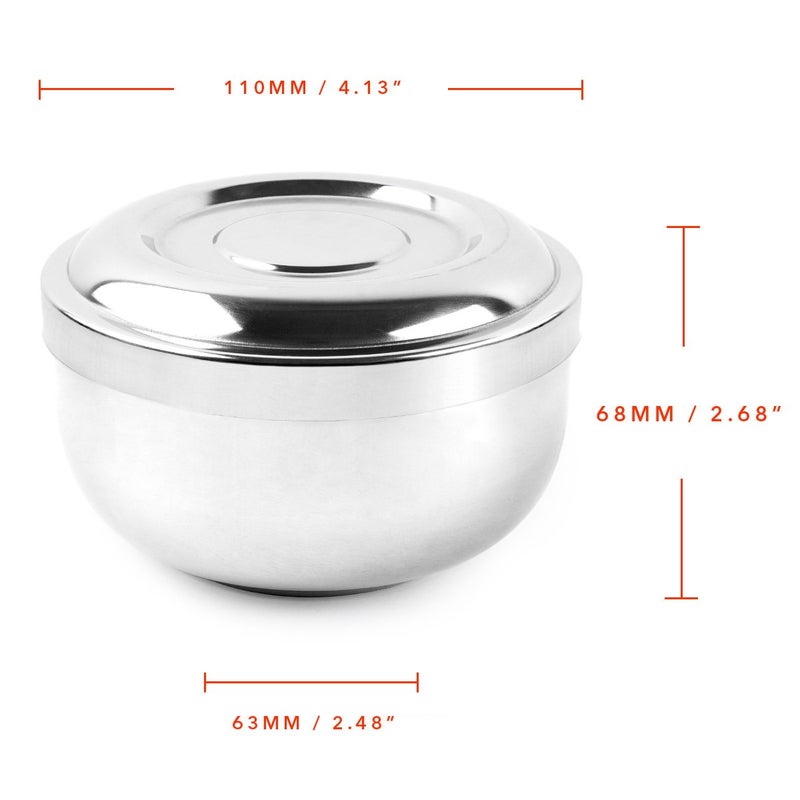 QSHAVE Stainless Steel Shaving Bowl with Lid 4 Inch Diameter Large Deep Size Chrome Plated Shinning Finish - Image 4