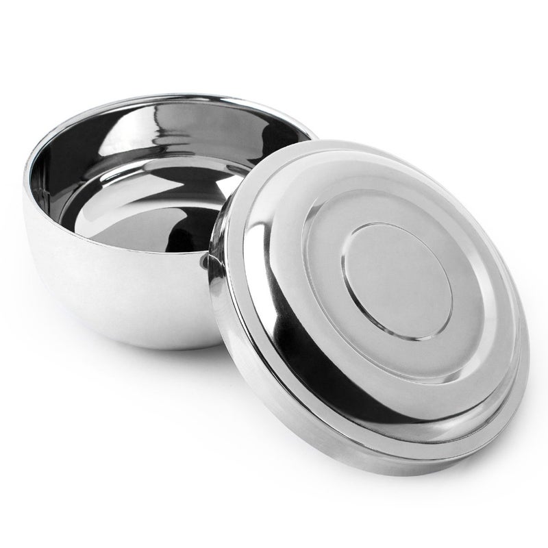QSHAVE Stainless Steel Shaving Bowl with Lid 4 Inch Diameter Large Deep Size Chrome Plated Shinning Finish - Image 2