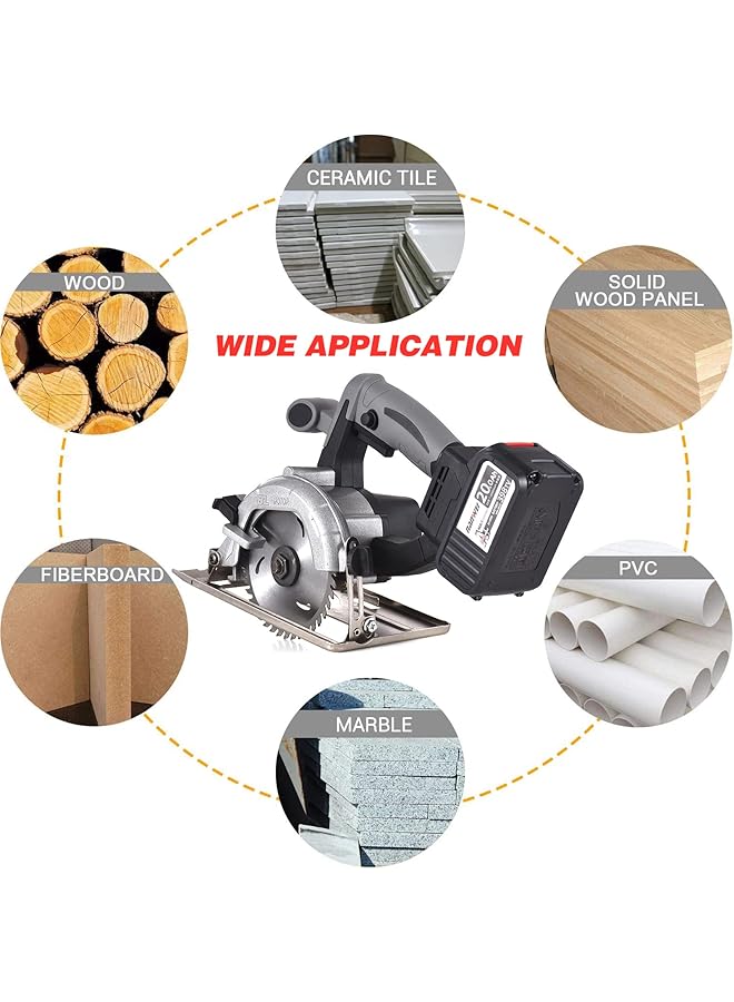 erorex 21V Cordless Brushless Circular Saw 45 Degree Adjustable Bevel Cutting With 110Mm Blade Electric Circular Saw Woodworking Tool - Image 2