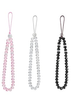 Oasisgalore 3 Pcs Phone Lanyard Strap Phone Charm Crystal Beads Key Chain Strap  - Image 1