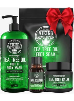 Tea Tree Foot Soak & Foot Spa Kit - Tea Tree Oil Foot Fungus Soak with Extra Strength Toenails Fungus Treatment, Balm & Body Wash - Athletes Foot Soak & Fungus Foot Soak for Dry Cracked Feet