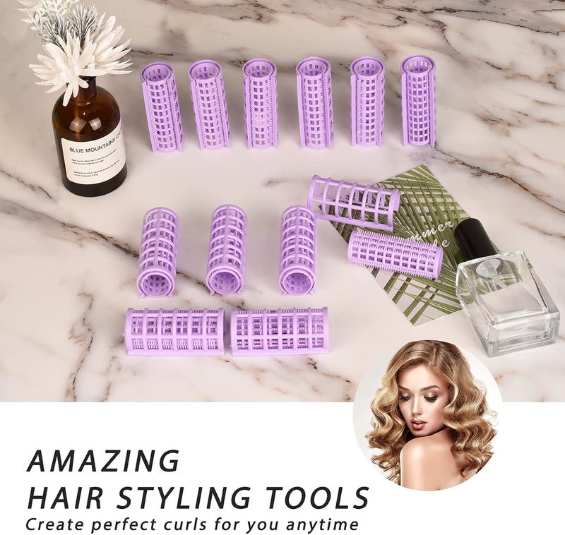 ALKAYAN Hair Rollers, 12 Pcs Plastic Snap on Hair Rollers Curlers for Hairdressing St... - Image 2