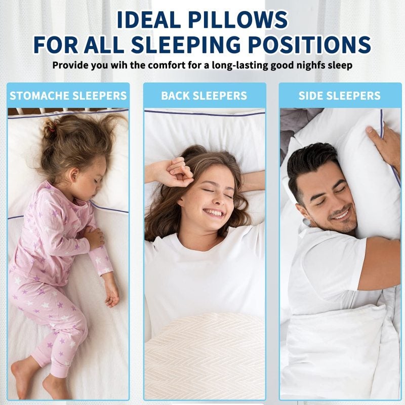 Queen Bed Pillows 2 Pack Cooling Down Alternative - 3D Hollow Fiber Support Soft Machine Washable Pillows for Side Back Stomach Sleepers Home Travel - Image 4