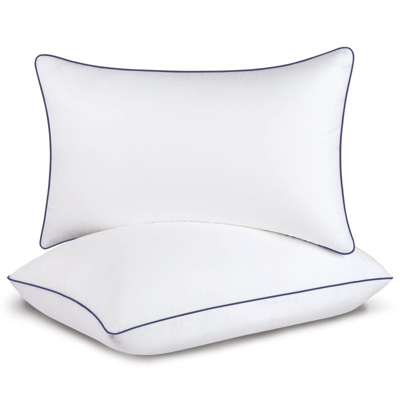 Queen Bed Pillows 2 Pack Cooling Down Alternative - 3D Hollow Fiber Support Soft Machine Washable Pillows for Side Back Stomach Sleepers Home Travel - Image 1