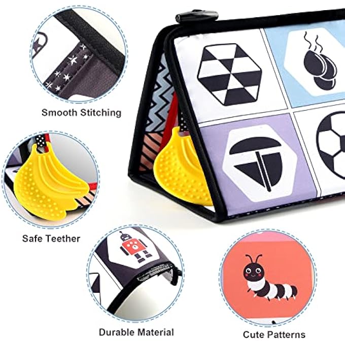 BABY MIRROR TOYS TUMMY TIME MIRROR TOY INFANT SOFT CLOTH BOOK NEWBORN TOY BOOK SOFT HIGH CONTRAST BOOK FOR BABIES - Image 3