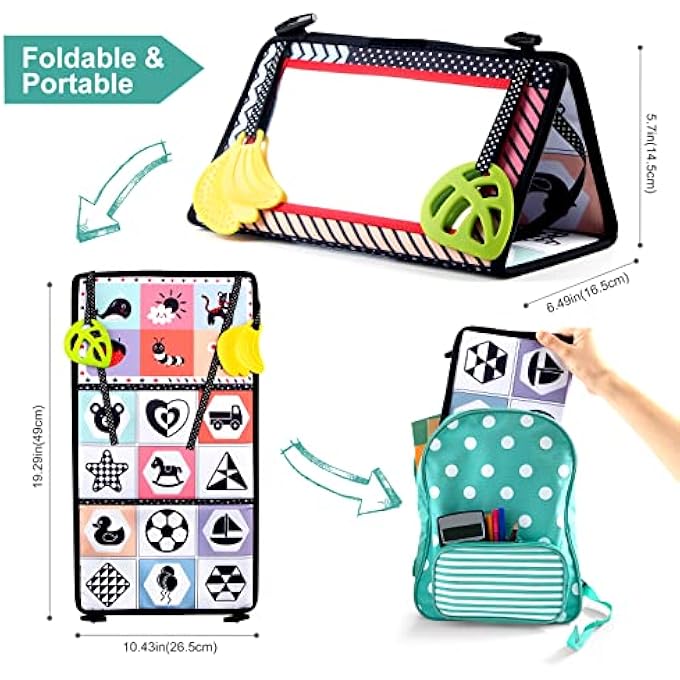 BABY MIRROR TOYS TUMMY TIME MIRROR TOY INFANT SOFT CLOTH BOOK NEWBORN TOY BOOK SOFT HIGH CONTRAST BOOK FOR BABIES - Image 4