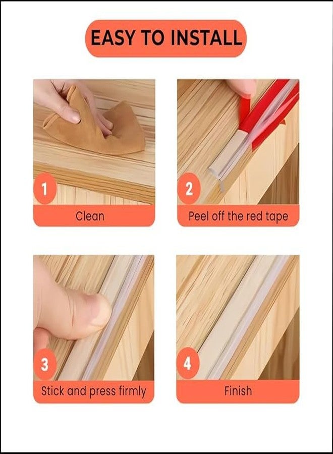 CLICKSWIFT شريط حماية حواف سيليكون Clickswift®، لحماية الأطفال، واقيات زوايا لاصقة مسبقة اللصق لحماية الأثاث من الزوايا الحادة، ناعم ومتين للأطفال (5 أمتار) قطعة واحدة، شفاف - Image 2