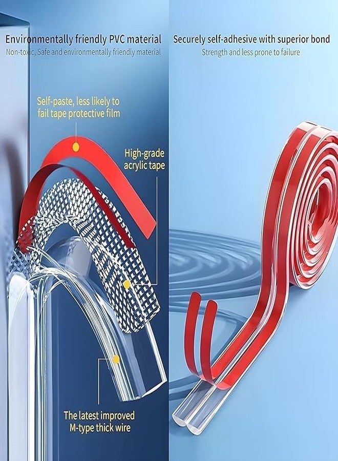 CLICKSWIFT شريط حماية حواف سيليكون Clickswift®، لحماية الأطفال، واقيات زوايا لاصقة مسبقة اللصق لحماية الأثاث من الزوايا الحادة، ناعم ومتين للأطفال (5 أمتار) قطعة واحدة، شفاف - Image 5