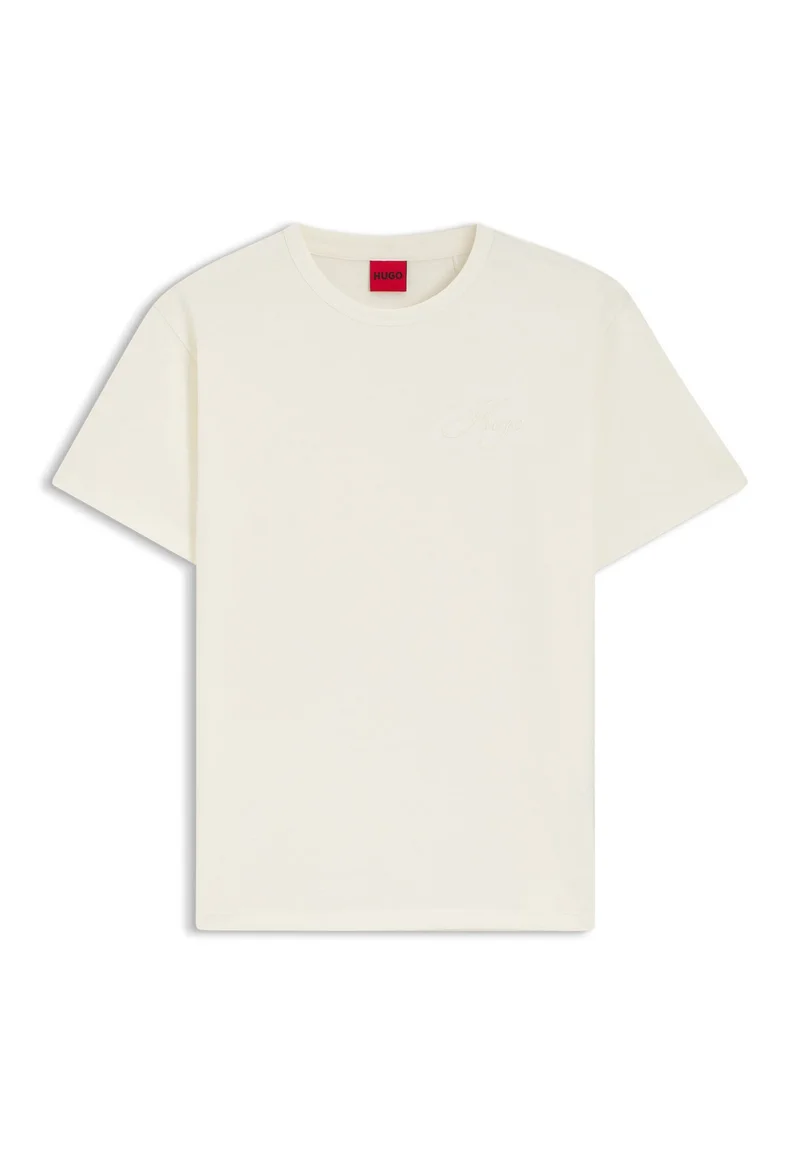 HUGO Natural Cotton-jersey T-shirt with embroidered script logo for Women | Best Price UAE