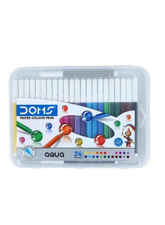 DOMS Aqua 24 Shades Watercolour Sketch Pen Set | Unique Push Resistant Tip With Bright & Intense Colors | Non-Toxic & Safe For Kids | Colourful Sketching, Doodling & Mandala Art | Pack of 1 - Image 1