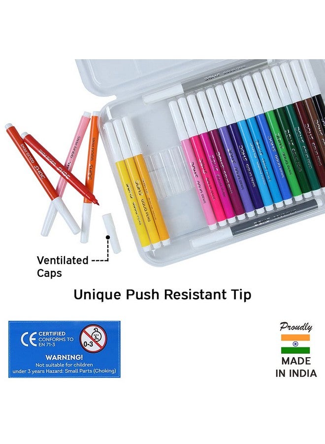 DOMS Aqua 24 Shades Watercolour Sketch Pen Set | Unique Push Resistant Tip With Bright & Intense Colors | Non-Toxic & Safe For Kids | Colourful Sketching, Doodling & Mandala Art | Pack of 1 - Image 3