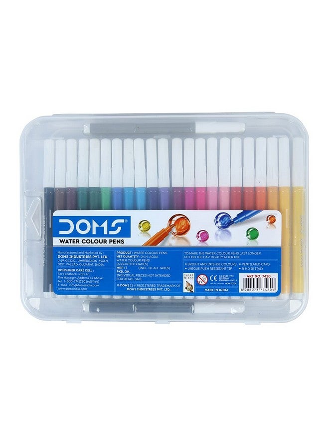 DOMS Aqua 24 Shades Watercolour Sketch Pen Set | Unique Push Resistant Tip With Bright & Intense Colors | Non-Toxic & Safe For Kids | Colourful Sketching, Doodling & Mandala Art | Pack of 1 - Image 5