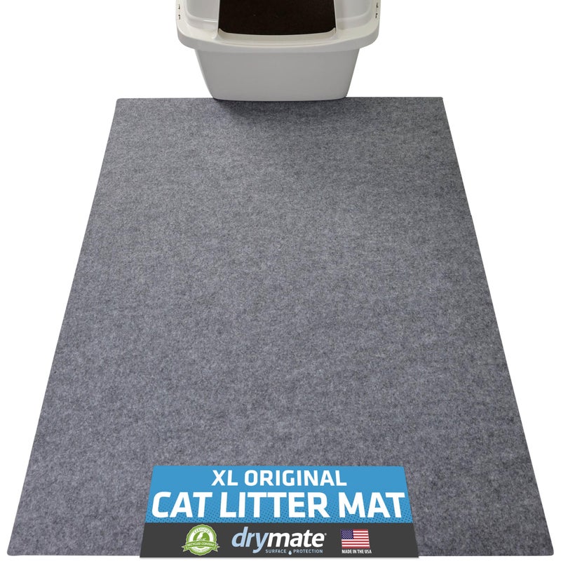 Drymate Cat Litter Box Mat, Litter Trapping Mat, Waterproof, Urine-Proof, Absorbent, Machine Washable, Soft on Paws, Contains Mess, Protects Floors, Kitten Supplies, Light Grey, 29x36 XL - Image 1