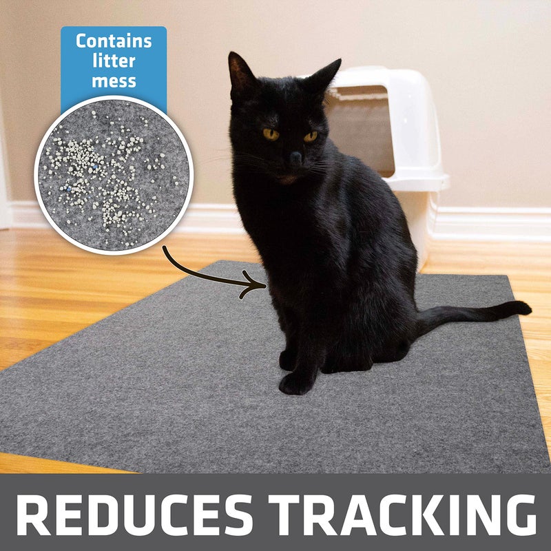 Drymate Cat Litter Box Mat, Litter Trapping Mat, Waterproof, Urine-Proof, Absorbent, Machine Washable, Soft on Paws, Contains Mess, Protects Floors, Kitten Supplies, Light Grey, 29x36 XL - Image 2
