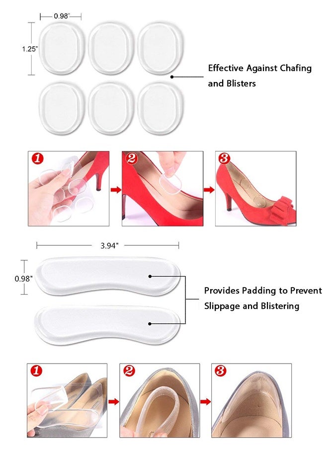 HY - Heel Cushion Inserts and Metatarsal Pads for Women, 14 pieces heel inserts, Silicone Shoe Pads Insoles for High Heels, Blister Prevention for Too Big Shoes - Image 1