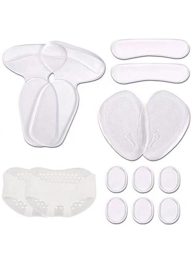 HY - Heel Cushion Inserts and Metatarsal Pads for Women, 14 pieces heel inserts, Silicone Shoe Pads Insoles for High Heels, Blister Prevention for Too Big Shoes - Image 1