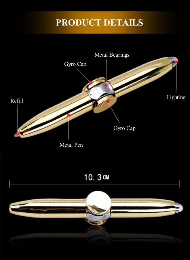 ريوكل قلم فيدجيت سبينر مع ضوء LED متعدد الوظائف يساعد على تقليل التوتر ويساعد على التفكير وقلم حبر جاف دوار مضاد للتوتر والقلق وقلم هدايا - Image 3