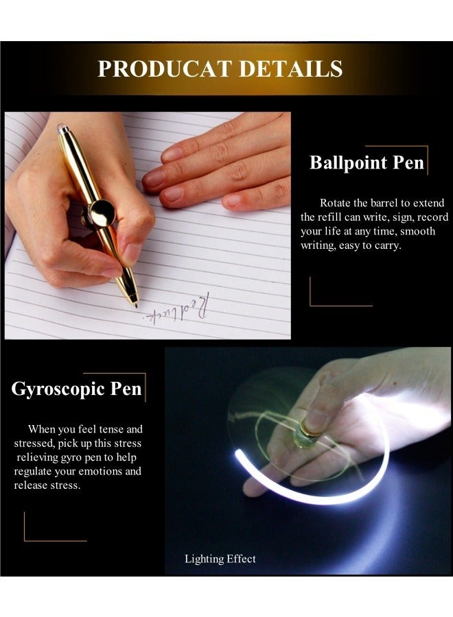 ريوكل قلم فيدجيت سبينر مع ضوء LED متعدد الوظائف يساعد على تقليل التوتر ويساعد على التفكير وقلم حبر جاف دوار مضاد للتوتر والقلق وقلم هدايا - Image 4