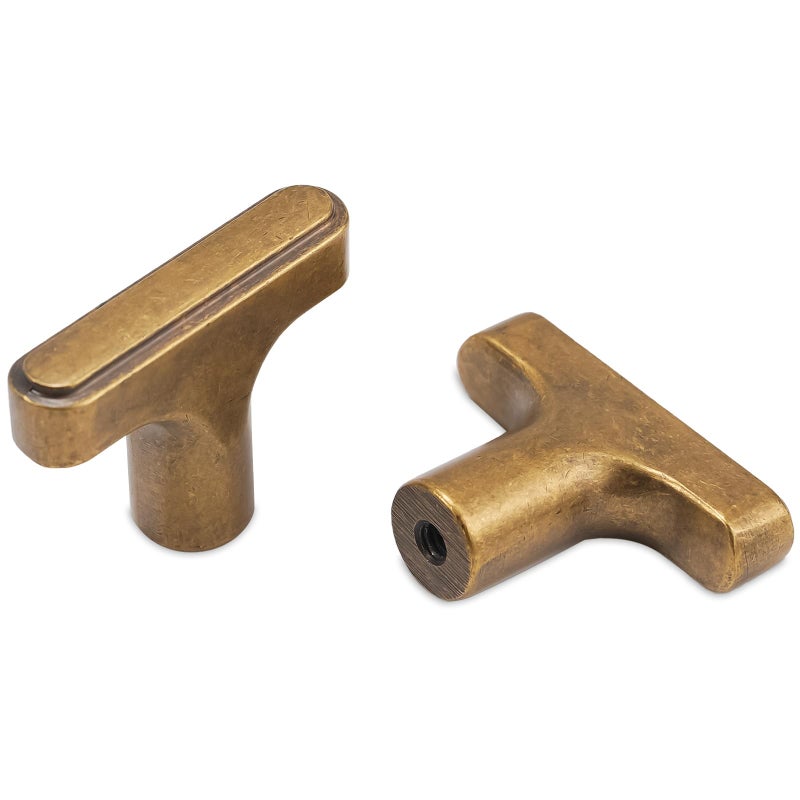 COTYKILEY 10 Pack Antique Brass Kitchen Cabinet Knobs Vintage Drawer Knobs Aged Gold Bronze Kitchen Cabinet Hardware