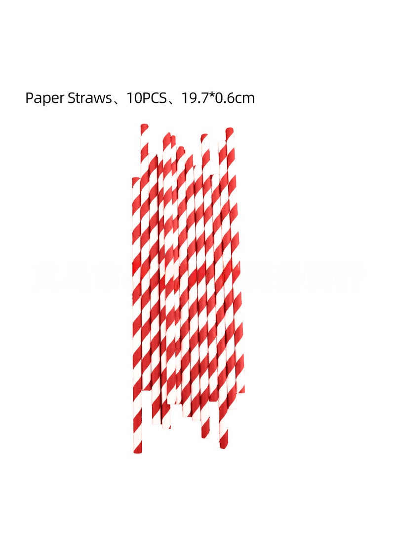 Generic New Ladybug Party Supplies Kit for Birthday Red striped paper straw 10PCS 