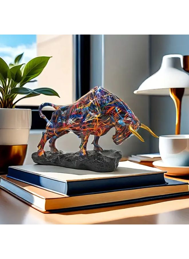 Glam Style Resin Bull Statue Cool Wall Street Themed Decorative Figurine Symbol Of Courage And Wealth Elegant Art Sculpture For Home And Office Ideal For Various Holidays No Electricity Needed - Image 4