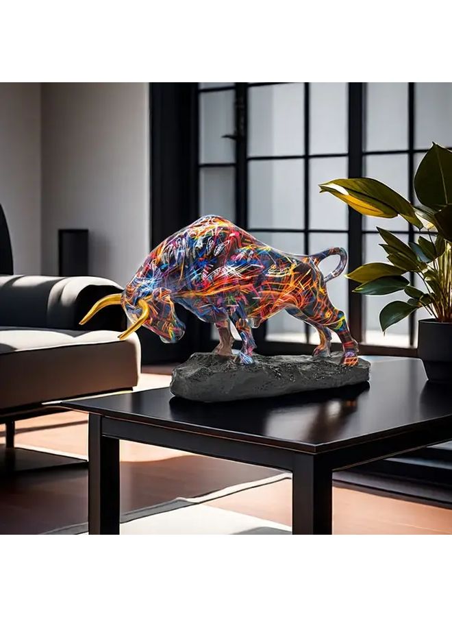 Glam Style Resin Bull Statue Cool Wall Street Themed Decorative Figurine Symbol Of Courage And Wealth Elegant Art Sculpture For Home And Office Ideal For Various Holidays No Electricity Needed - Image 1