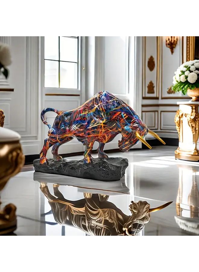 Glam Style Resin Bull Statue Cool Wall Street Themed Decorative Figurine Symbol Of Courage And Wealth Elegant Art Sculpture For Home And Office Ideal For Various Holidays No Electricity Needed - Image 2