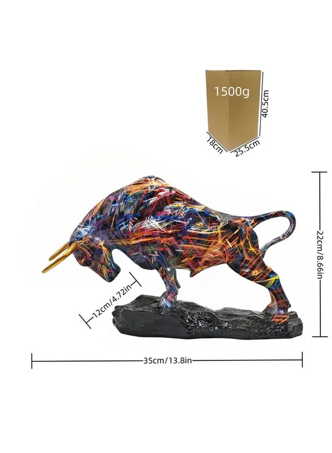 Glam Style Resin Bull Statue Cool Wall Street Themed Decorative Figurine Symbol Of Courage And Wealth Elegant Art Sculpture For Home And Office Ideal For Various Holidays No Electricity Needed - Image 3
