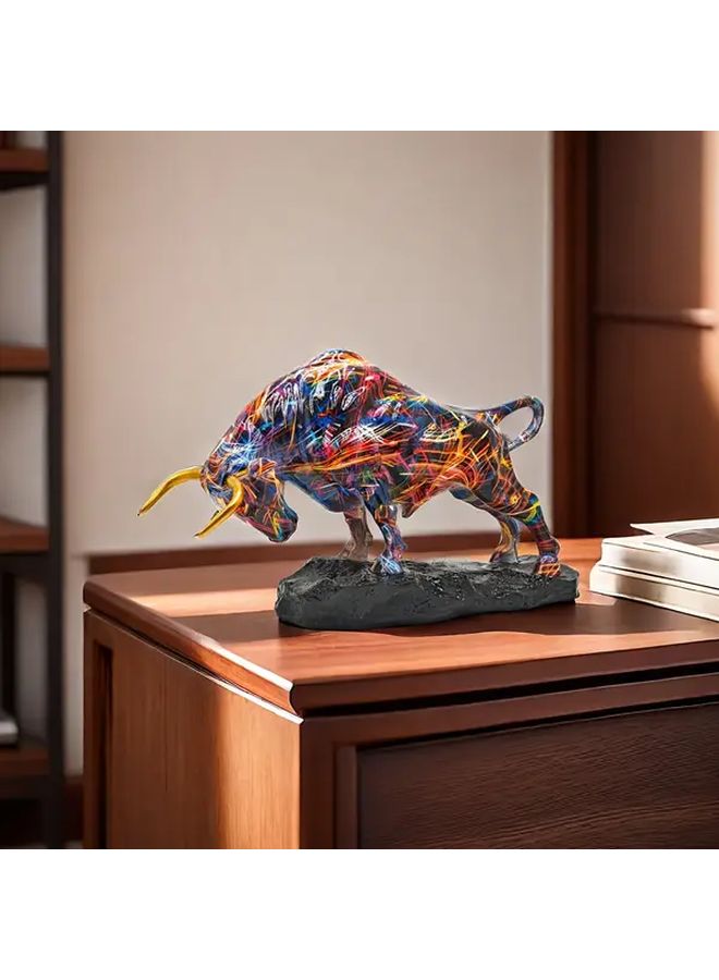 Glam Style Resin Bull Statue Cool Wall Street Themed Decorative Figurine Symbol Of Courage And Wealth Elegant Art Sculpture For Home And Office Ideal For Various Holidays No Electricity Needed - Image 5