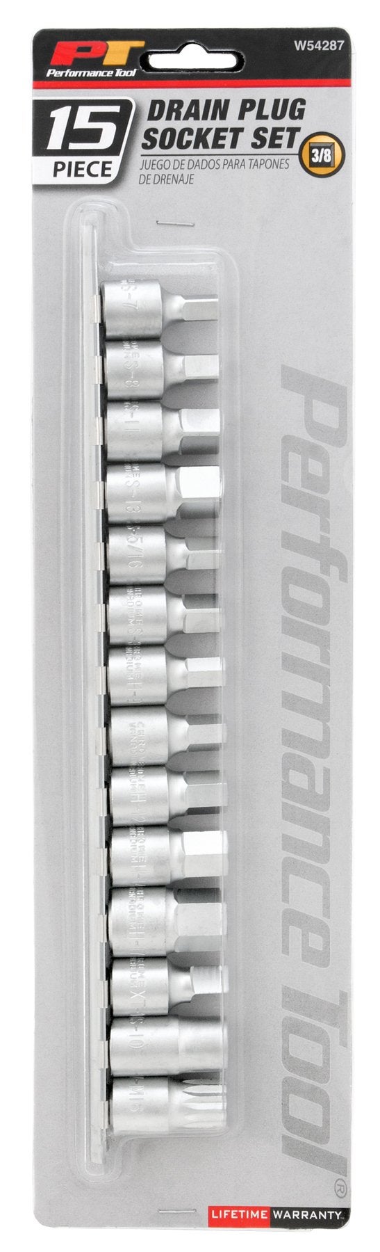 Performance Tool W54287 15-Piece Drain Plug Socket Set With 11mm & 13mm Square Drive For Subaru Differentials, Silver - Image 1