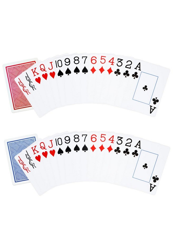 Neasyth Waterproof Plastic Playing Cardslarge Print Playing Cardsjumbo Index For Texas Hold'Em Blackjack Pinochle Euchre For Pool Beach Water Games(1 Pcs Blue+1 Pcs Red) - Image 2