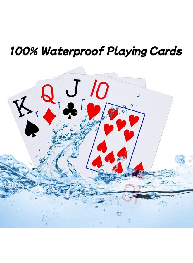 Neasyth Waterproof Plastic Playing Cardslarge Print Playing Cardsjumbo Index For Texas Hold'Em Blackjack Pinochle Euchre For Pool Beach Water Games(1 Pcs Blue+1 Pcs Red) - Image 4
