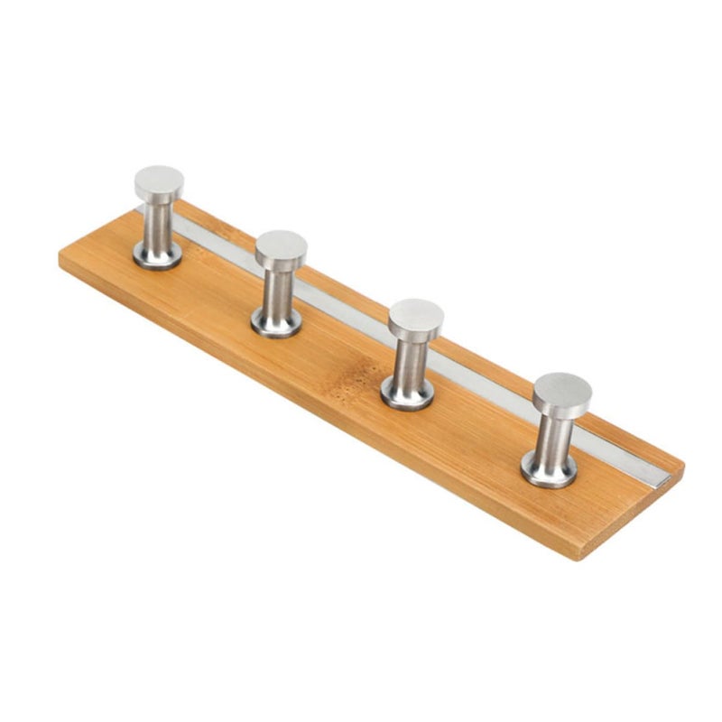Heavy Duty Stainless Steel Adhesive Wall Mounted Rail Hanger With 4 Hooks For Bathroom Living Room Storage - Image 2