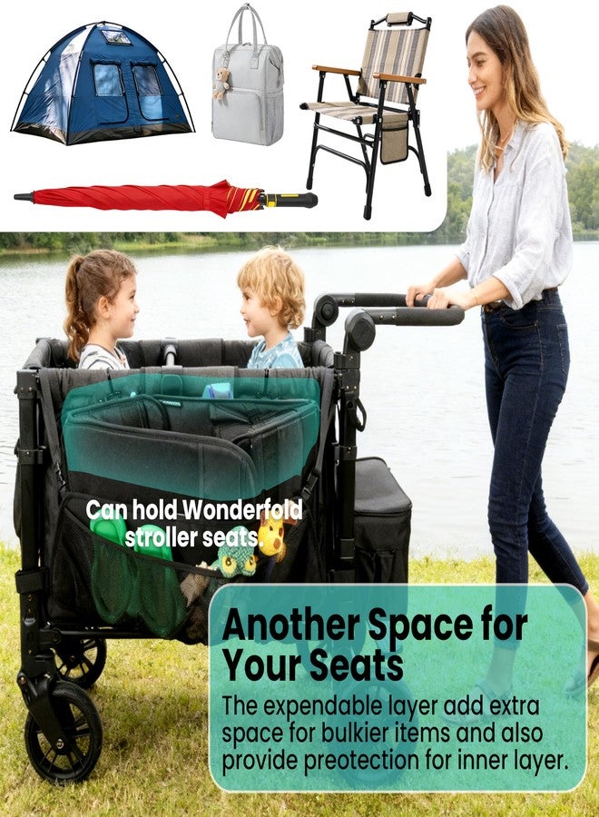 Viotiin Stroller Wagon Cargo Net and Organizer, Double-Layer with Extra Storage Space, Wagon Accessories with Larger Capacity and Foldable, Compatible with WONDERFOLD Wagon W2 & W4 (1 Pack) - Image 4