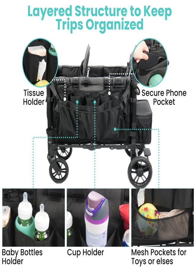 Viotiin Stroller Wagon Cargo Net and Organizer, Double-Layer with Extra Storage Space, Wagon Accessories with Larger Capacity and Foldable, Compatible with WONDERFOLD Wagon W2 & W4 (1 Pack) - Image 3