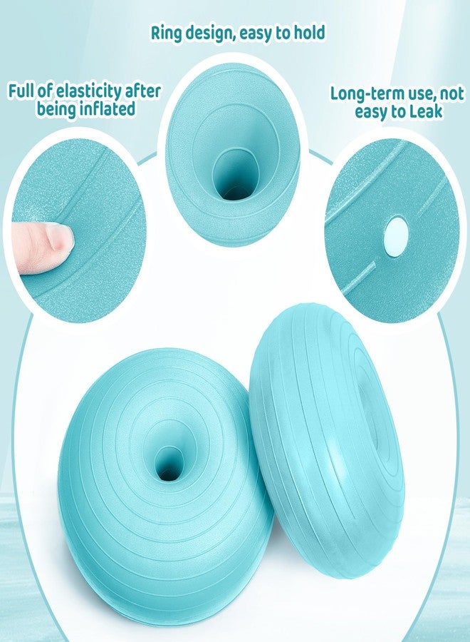 Lewtemi 1 Pcs Flexible Seating for Classroom 20 Inch Inflatable Yoga Ball Chair Large Donut Exercise Ball Chair Cushion Seat with Inflator for Kid Student Sensory Balance Home Office (Blue) - Image 3