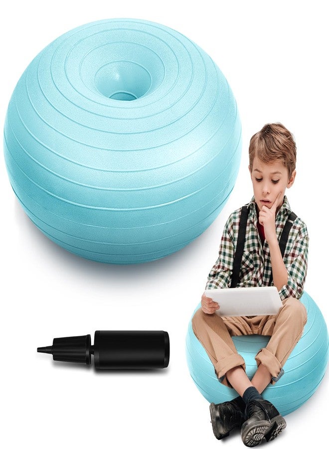 Lewtemi 1 Pcs Flexible Seating for Classroom 20 Inch Inflatable Yoga Ball Chair Large Donut Exercise Ball Chair Cushion Seat with Inflator for Kid Student Sensory Balance Home Office (Blue) - Image 1