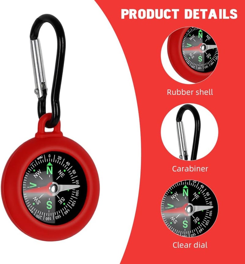 ELEPHANTBOAT 2pcs Mini Compass with Heavy Duty Carabiner Lightweight Outdoor Navigation Tool for Camping Hiking and Travel Accurate Direction for Adventurers-Mixed Colors - Image 4