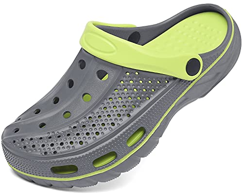 ChayChax Men's and Women's Arch Support Clogs Garden Shoes Slip-on Outdoor Beach Slippers with Removable Cushion Footbed, Black Grey, 9.5-10.5 Women/8-9 Men - Image 1