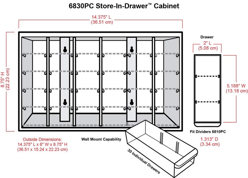 ArtBin 6830PC Store-In-Drawer Cabinets - Wall Mountable Storage Cabinet with 30 Drawers, Art & Craft Organizer, Clear/White - Image 2