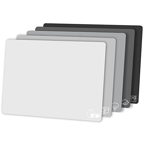 ZVP Flexible Plastic Cutting Board Set of 5 Gradient Color, Colorful Chopping Boards, BPA Free Mats, Non-Slip, Dishwasher Safe, 15x12 Inch, Gray Neutral Colors - Image 1