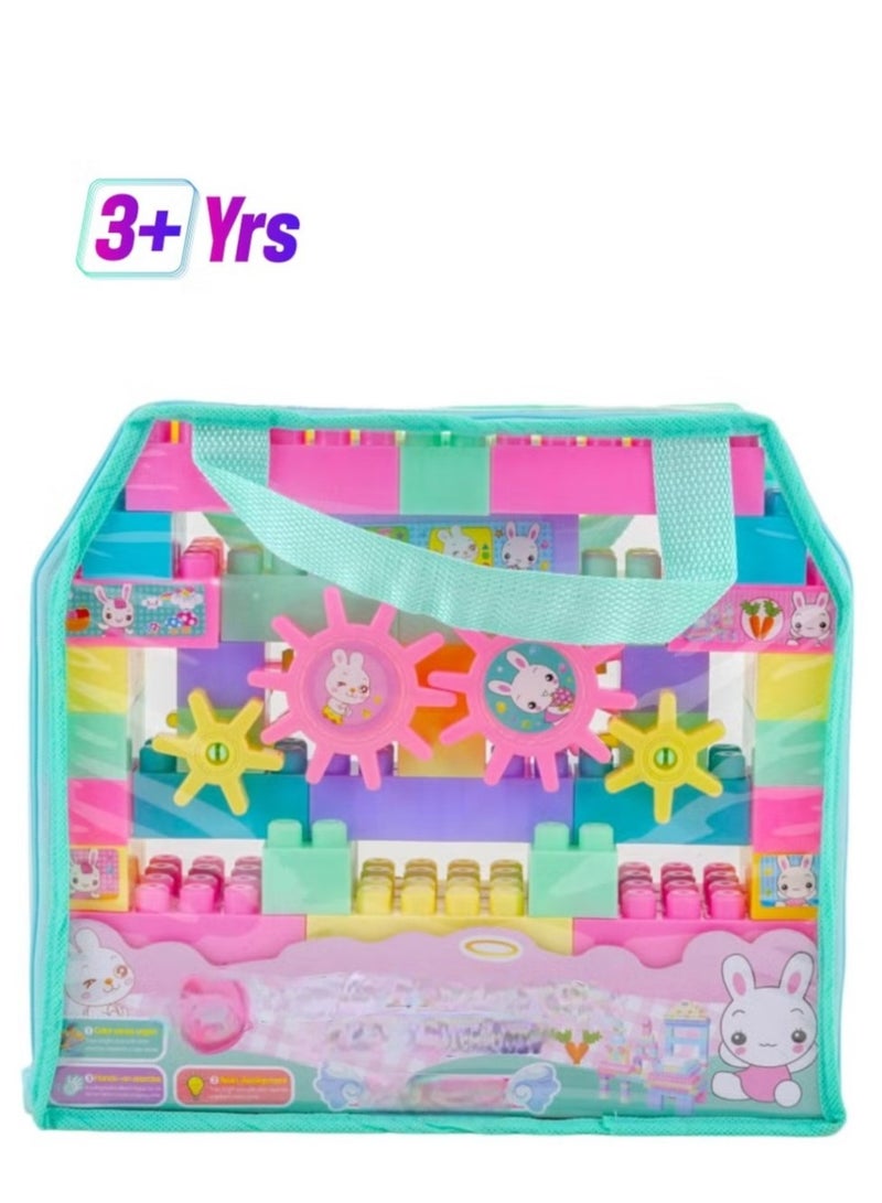 Toy Box Puzzle Building Blocks Set With Tote Bags For Storage Durable And Portable 3+ Years  - Image 1