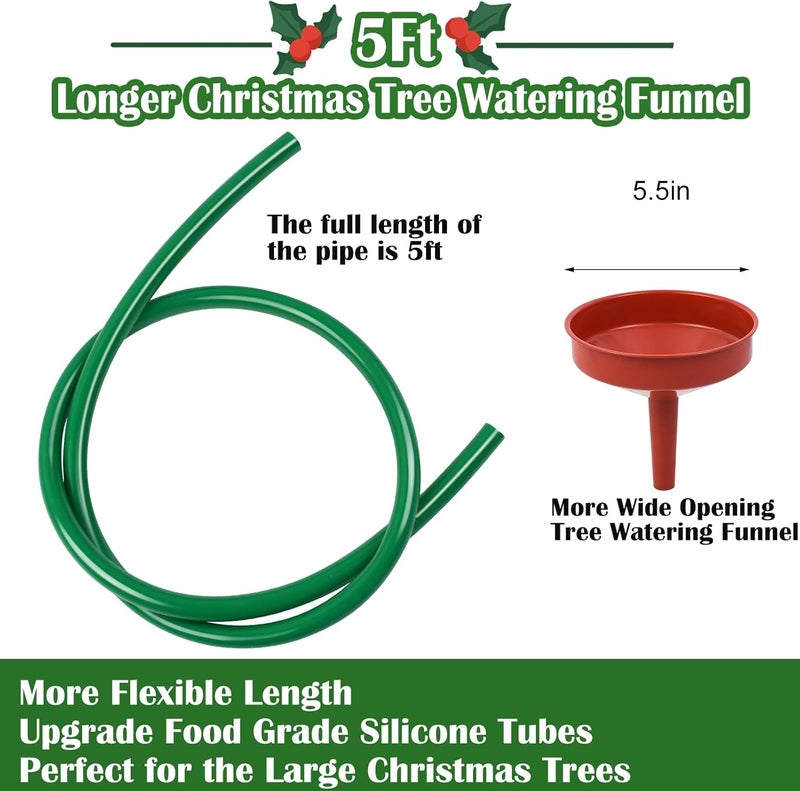 Feoang 1 Set Christmas Tree Watering System, Large 5.5" Dia Christmas Tree Watering Funnel with 5feet Long Hose Xmastree Watering Device Easy Assembly Plant Watering Tool for Indoor Outdoor Xmas Tree - Image 2