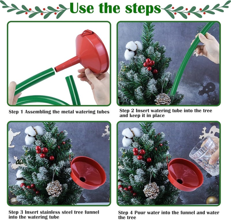 Feoang 1 Set Christmas Tree Watering System, Large 5.5" Dia Christmas Tree Watering Funnel with 5feet Long Hose Xmastree Watering Device Easy Assembly Plant Watering Tool for Indoor Outdoor Xmas Tree - Image 5