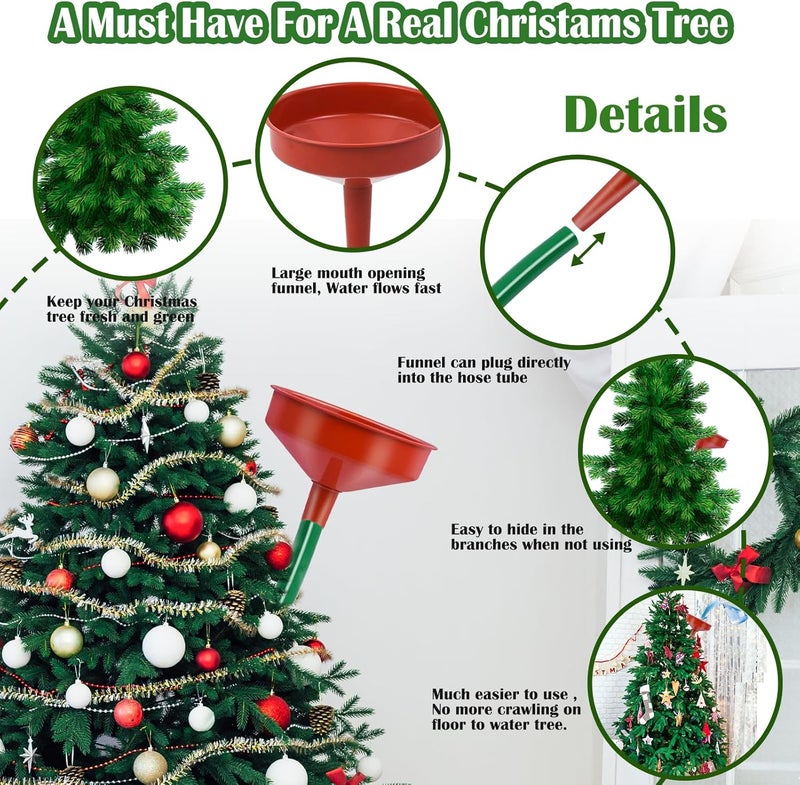 Feoang 1 Set Christmas Tree Watering System, Large 5.5" Dia Christmas Tree Watering Funnel with 5feet Long Hose Xmastree Watering Device Easy Assembly Plant Watering Tool for Indoor Outdoor Xmas Tree - Image 3