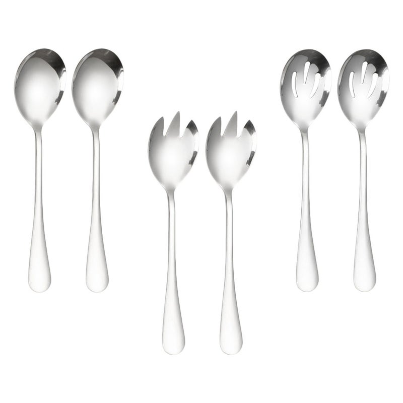 2 Sets Stainless Steel Serving Spoons Slotted Spoons Sporks Spoons - Image 3