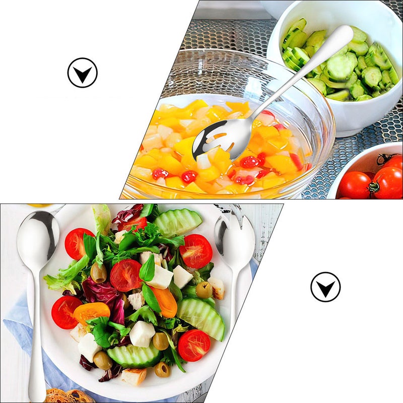 2 Sets Stainless Steel Serving Spoons Slotted Spoons Sporks Spoons - Image 4